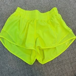 Neon yellow lululemon shorts